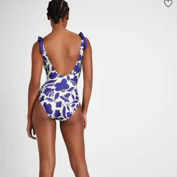 Kate Spade Zigzag Floral Bow-strap V-neck One-piece - Picture 4 of 13
